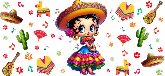 KA-8792: girl, dress, sombrero, cactus, colorful