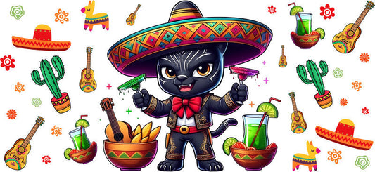 KA-8796: skeleton, sombrero, guitar, cactus, colorful