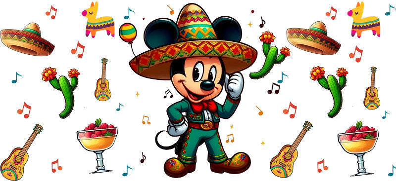 KA-8797: boy, guitar, sombrero, cactus, colorful