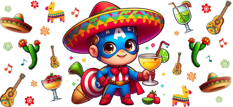 KA-8801: boy, guitar, sombrero, cactus, colorful