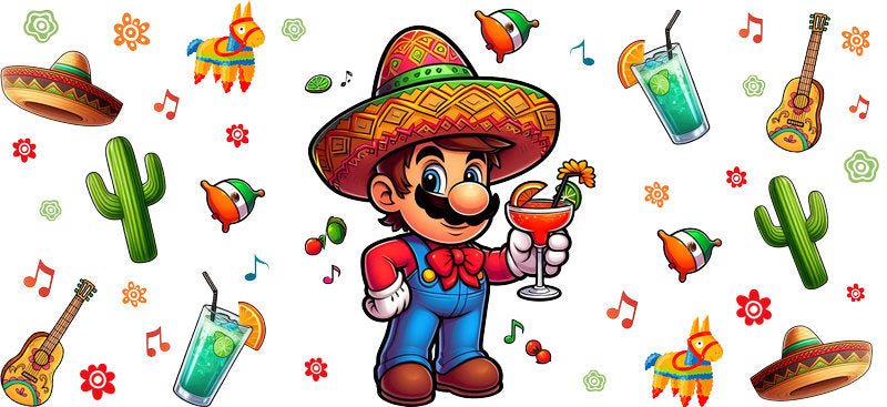 KA-8813: boy, guitar, sombrero, cactus, colorful