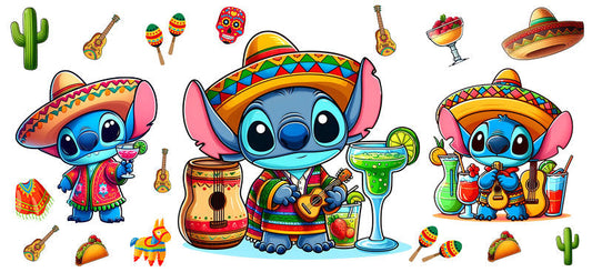 KA-8815: blue alien, guitar, cactus, colorful