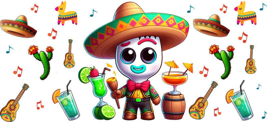 KA-8819: girl, guitar, sombrero, cactus, colorful