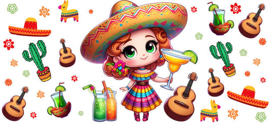 KA-8822: girl, dress, crown, cactus, colorful