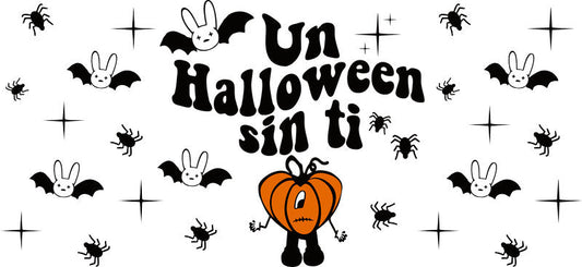 Halloween Pumpkin and Bats UV DTF Cup Wrap Transfer for 16oz Glass Can