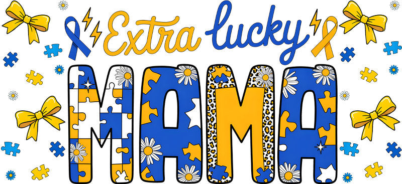 Extra Lucky Mama Ribbon Illustration for 16oz Glass