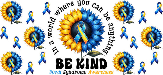 Be Kind Sunflower Awareness Illustration for 16oz Glass