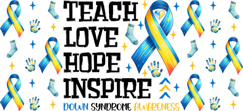 Teach Love Hope Inspire Typography Ribbon on 16oz Glass
