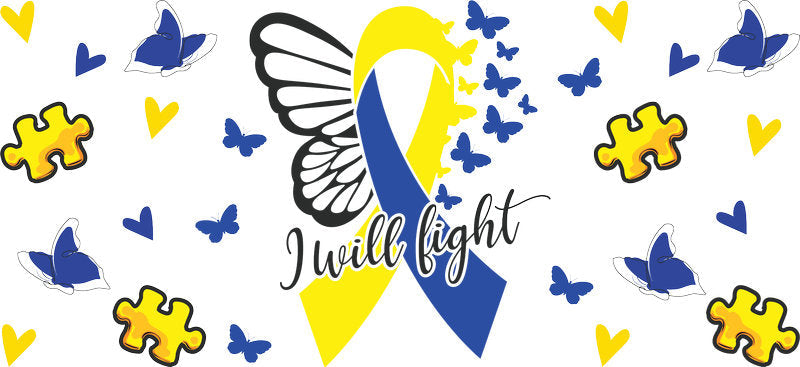 Angel Wings Awareness Ribbon Illustration for 16oz Glass
