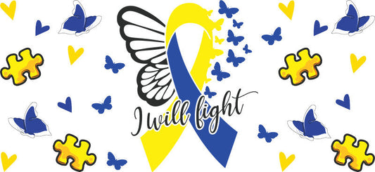 Angel Wings Awareness Ribbon Illustration for 16oz Glass