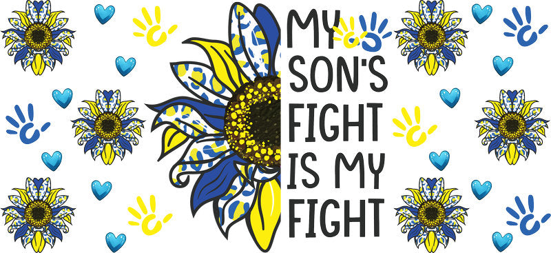 My Son's Fight is My Fight Ribbon Design for 16oz Glass