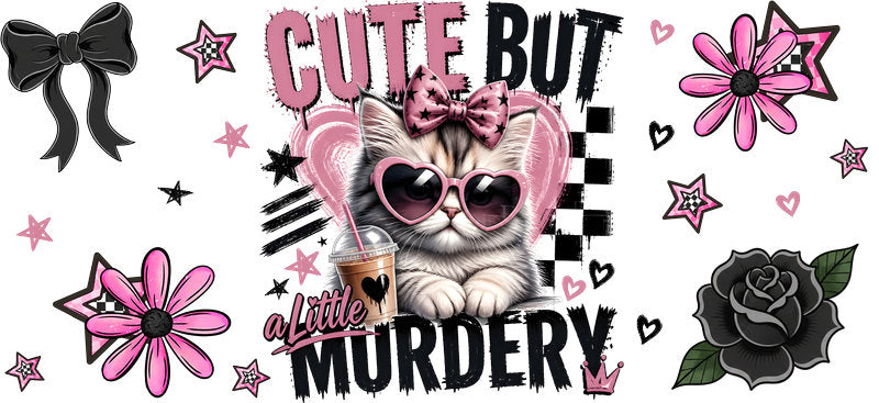 Cute But Murdery Cat Mama Funny Kitty UV DTF Cup Wrap for 16oz Glass Can