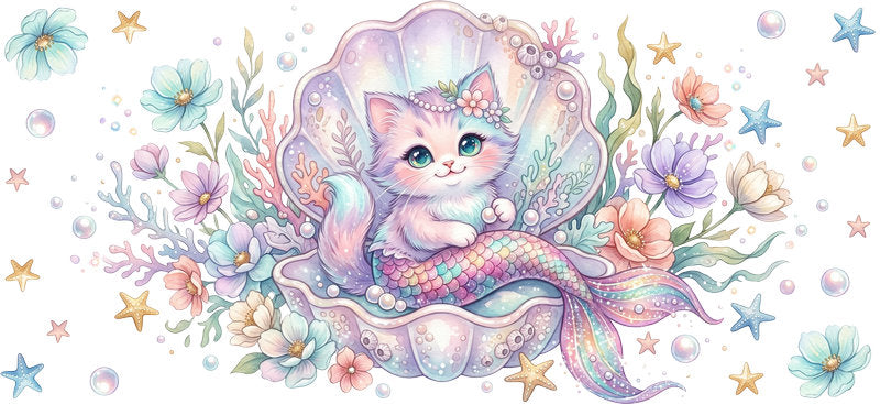 Fantasy Pastel Kitten Cute Cat UV DTF Cup Wrap for 16oz Glass Can