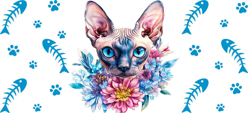 Blue Eyed Kitten with Bow UV DTF Cup Wrap for 16oz Glass Can