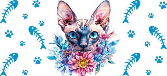 Blue Eyed Kitten with Bow UV DTF Cup Wrap for 16oz Glass Can