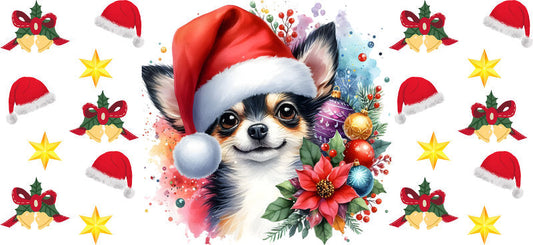 Christmas Chihuahua Dog Lover UV DTF Cup Wrap for 16oz Glass Can