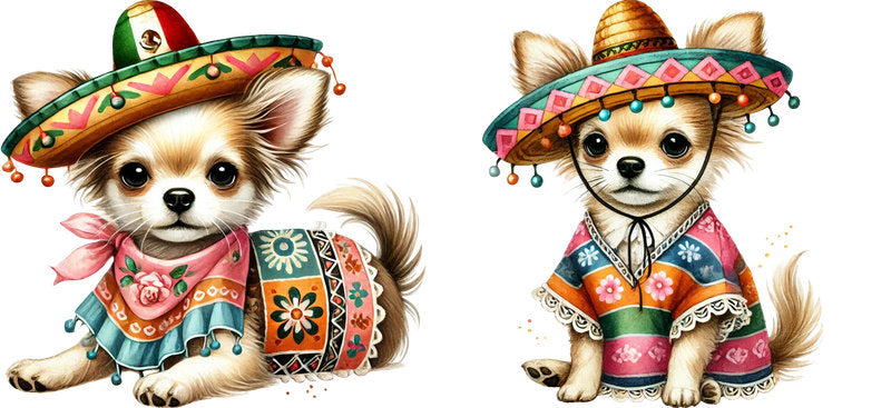 Fiesta Chihuahua Sombrero Dog UV DTF Cup Wrap for 16oz Glass Can