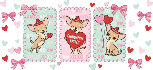 Valentine Chihuahua Love Puppy UV DTF Cup Wrap for 16oz Glass Can