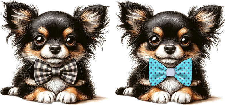 Bow Tie Chihuahua Puppy UV DTF Cup Wrap for 16oz Glass Can
