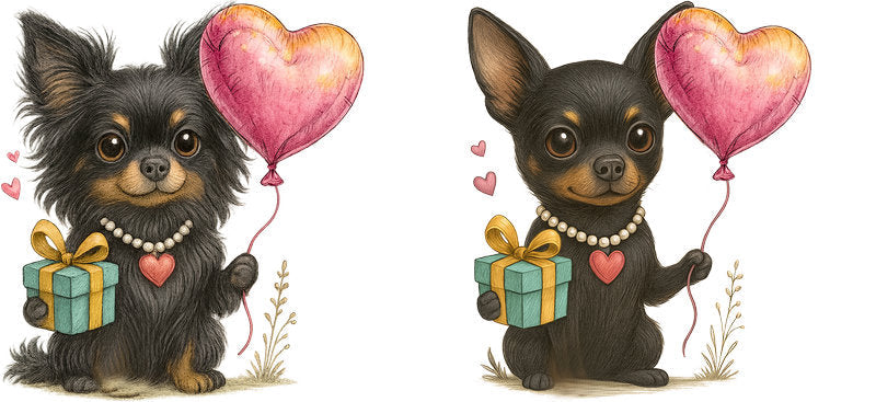 Black Chihuahua Heart Love UV DTF Cup Wrap for 16oz Glass Can