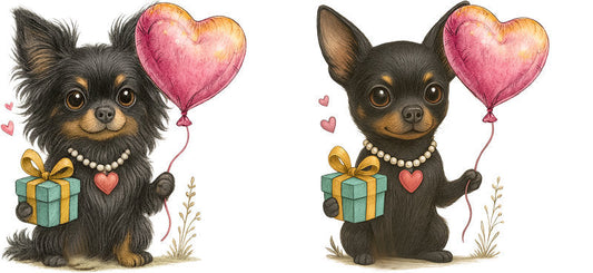 Black Chihuahua Heart Love UV DTF Cup Wrap for 16oz Glass Can