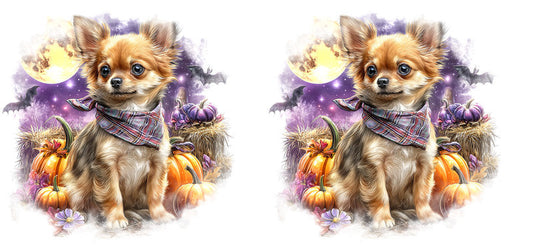 Watercolor Chihuahua Puppy Artwork UV DTF Cup Wrap for 16oz Glass Can