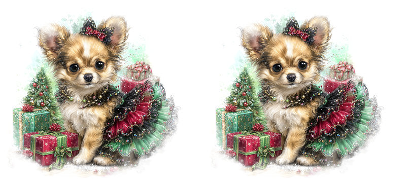Floral Chihuahua Puppy Wreath UV DTF Cup Wrap for 16oz Glass Can