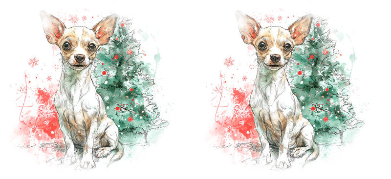 Mint Floral Chihuahua Artwork UV DTF Cup Wrap for 16oz Glass Can