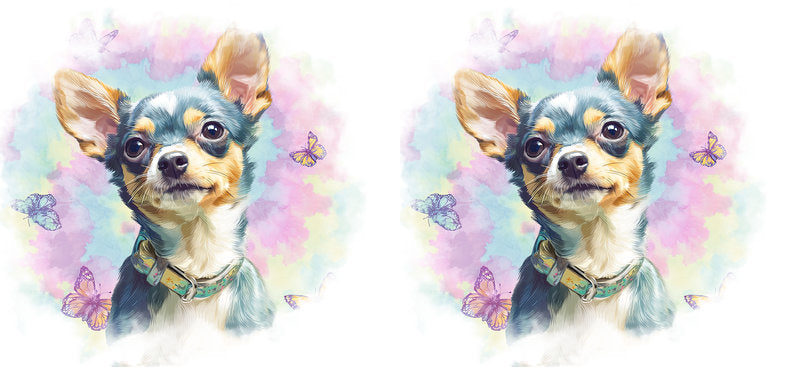 Watercolor Chihuahua Pastel Puppy UV DTF Cup Wrap for 16oz Glass Can