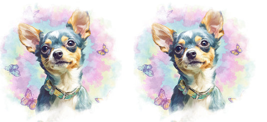 Watercolor Chihuahua Pastel Puppy UV DTF Cup Wrap for 16oz Glass Can