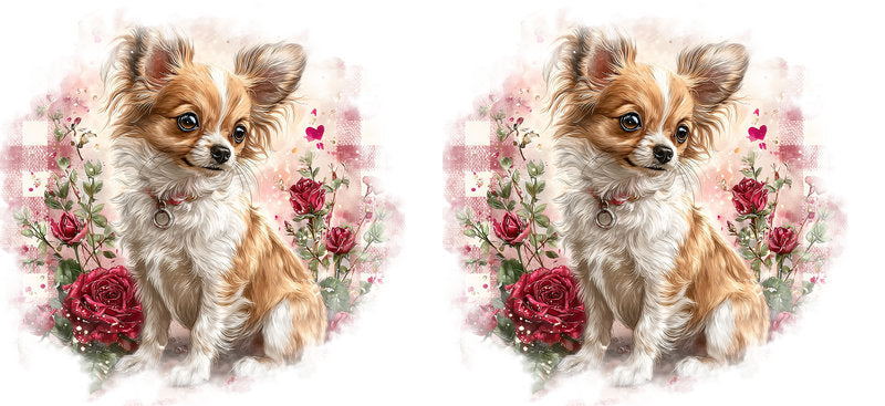 Rose Garden Chihuahua Puppy UV DTF Cup Wrap for 16oz Glass Can