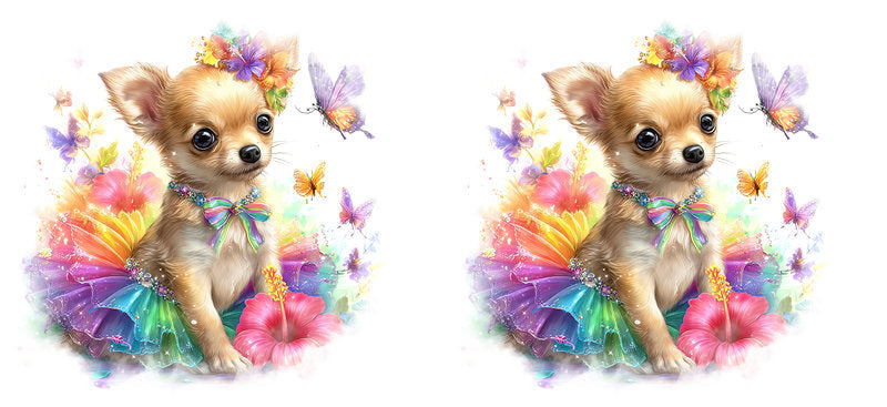 Rainbow Chihuahua Watercolor Dog UV DTF Cup Wrap for 16oz Glass Can