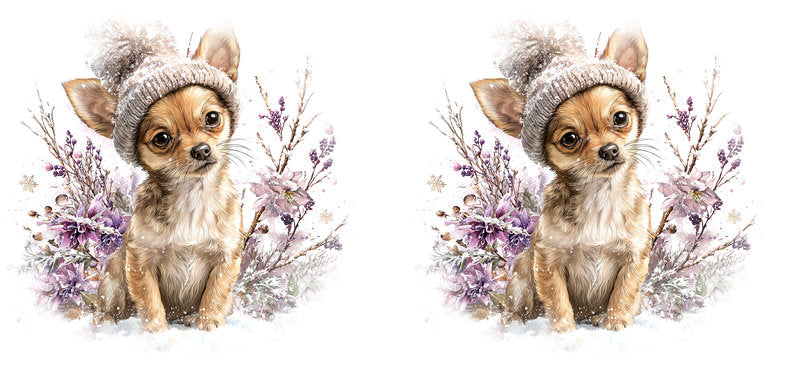 Boho Chihuahua Floral Puppy UV DTF Cup Wrap for 16oz Glass Can