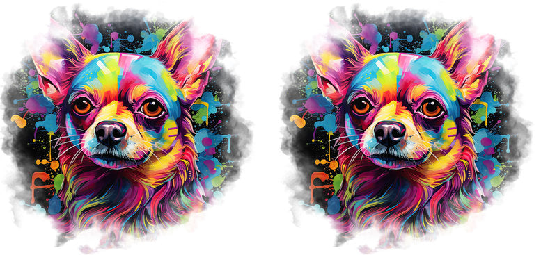 Colorful Pop Art Chihuahua Dog UV DTF Cup Wrap for 16oz Glass Can