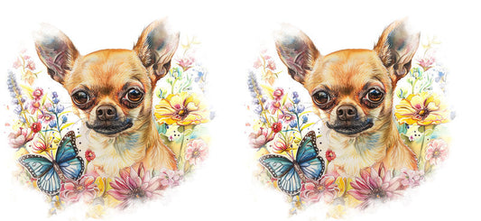 Spring Chihuahua Floral Garden UV DTF Cup Wrap for 16oz Glass Can