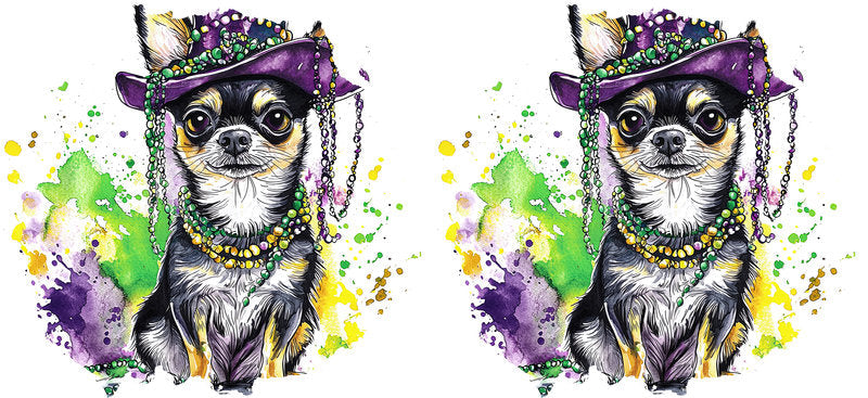 Boho Chihuahua Sunglasses Dog UV DTF Cup Wrap for 16oz Glass Can