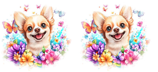 Cute Chihuahua Flower Crown UV DTF Cup Wrap for 16oz Glass Can