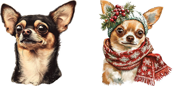 Winter Scarf Chihuahua Puppy UV DTF Cup Wrap for 16oz Glass Can