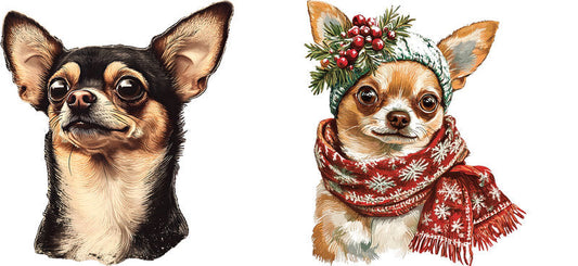 Winter Scarf Chihuahua Puppy UV DTF Cup Wrap for 16oz Glass Can