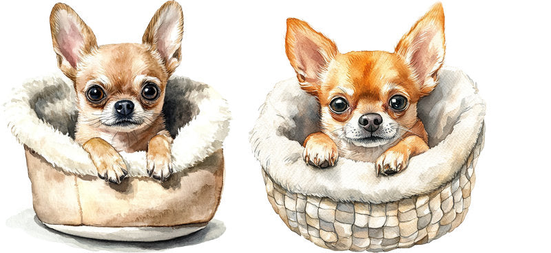 Sleepy Chihuahua Puppy Basket UV DTF Cup Wrap for 16oz Glass Can