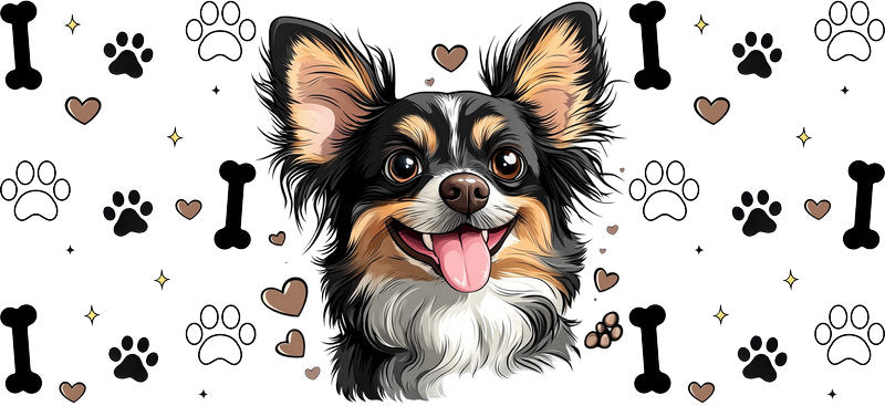 I Love Chihuahua Dog Lover UV DTF Cup Wrap for 16oz Glass Can