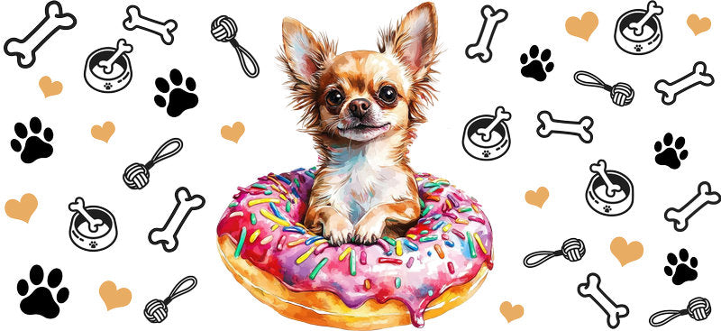 Summer Float Chihuahua Pool Party UV DTF Cup Wrap for 16oz Glass Can