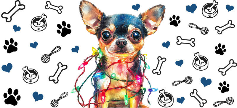 Rainbow Chihuahua Pop Art Dog UV DTF Cup Wrap for 16oz Glass Can
