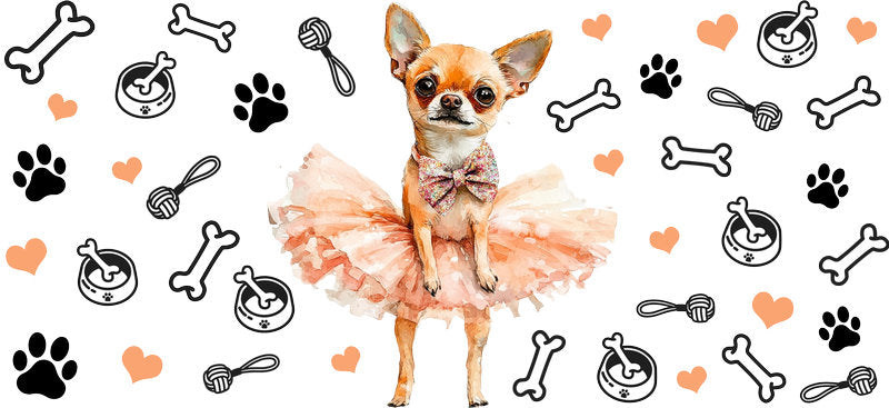 Fairy Chihuahua Butterfly Wings UV DTF Cup Wrap for 16oz Glass Can