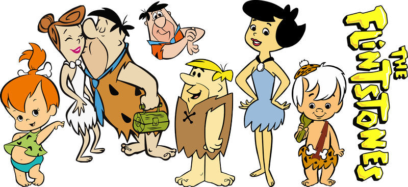 Stone Age Family Cartoon Group UV DTF Cup Wrap for 16oz Libbey Glass