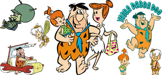 Stone Age Cartoon Dinosaur & Family UV DTF Cup Wrap for 16oz Libbey Glass