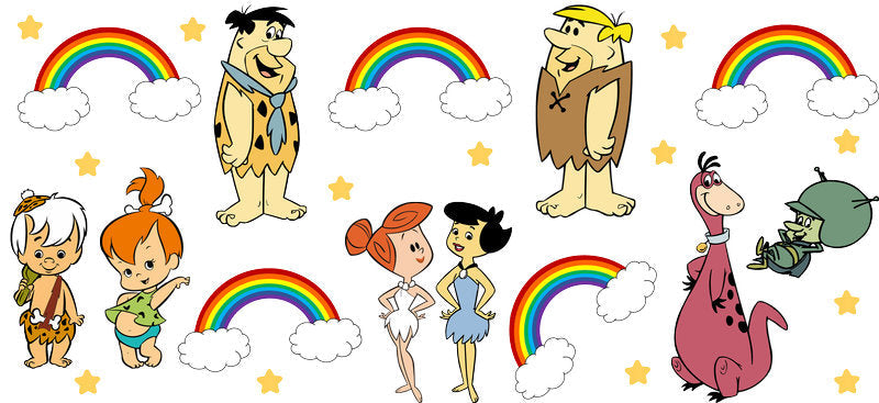 Retro Cartoon Family Scene Illustration UV DTF Cup Wrap for 16oz Libbey Glass