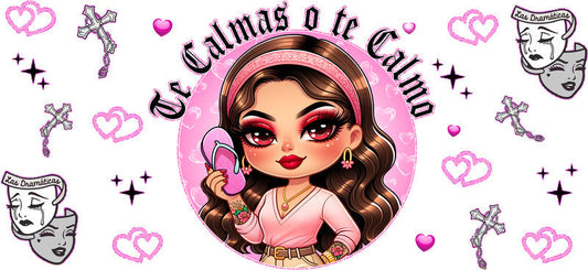 Confident Latina Girl Empowerment Design UV DTF Cup Wrap for 16oz Libbey Glass