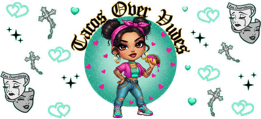 Chaos Over Vibes Trendy Fashion Girl UV DTF Cup Wrap for 16oz Libbey Glass