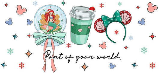 Whimsical fairy coffee design UV DTF Cup Wrap for 16oz Libbey Glass